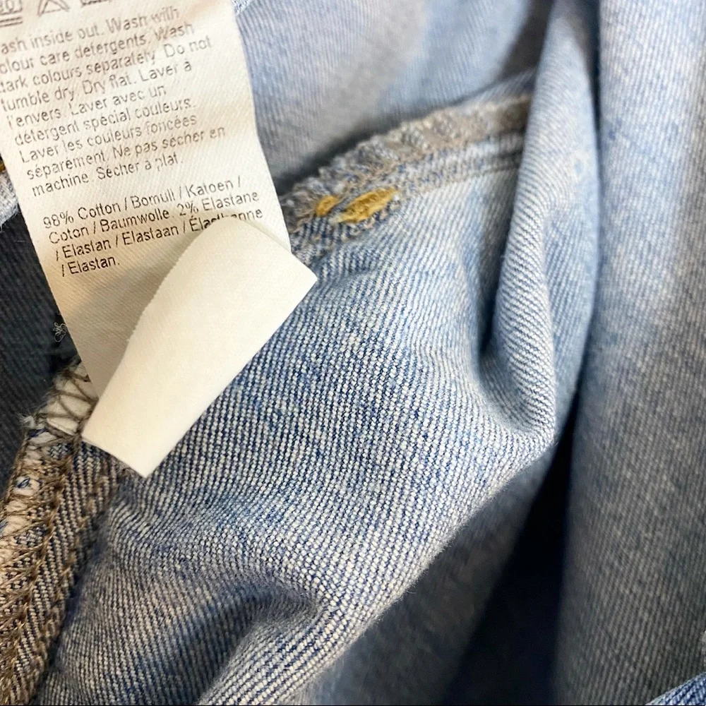 River Island Molly Mid Rise Skinny Jeans Light Wash Distressed Cotton 14 EU